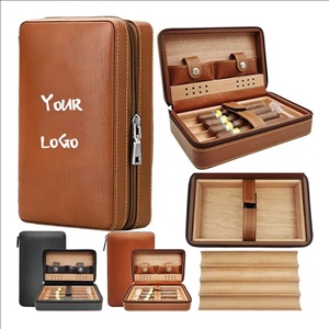 Portable Leather Travel Cigar Humidor For Accessories Gift